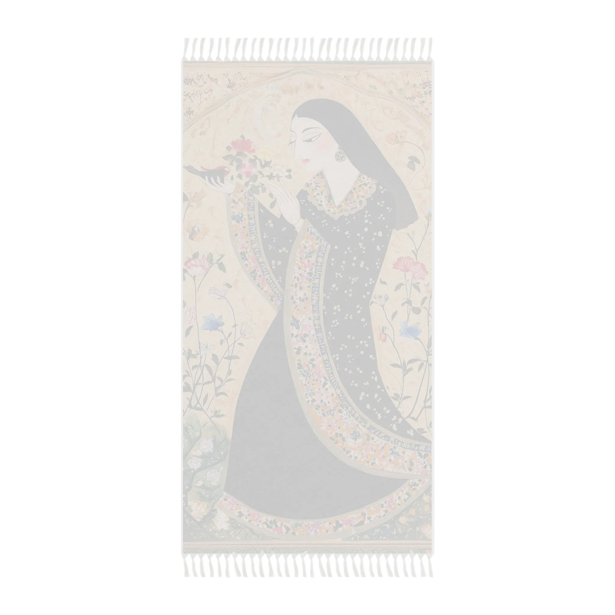 Floral Elegance Persian Calligraphy Inspired Beach Towel