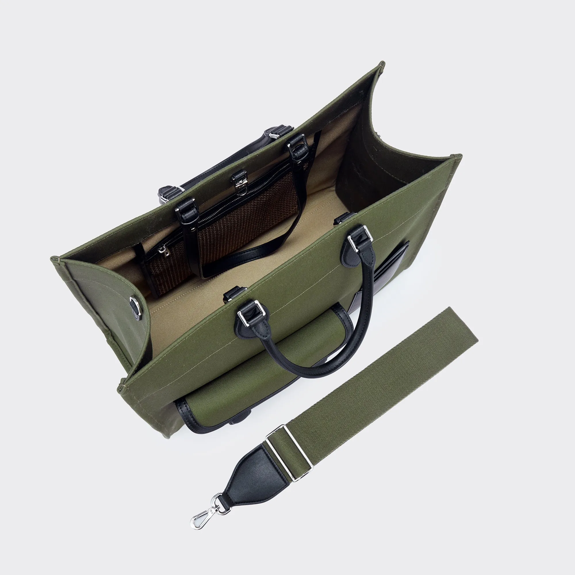 Gabriel Large Canvas Tote - Military green