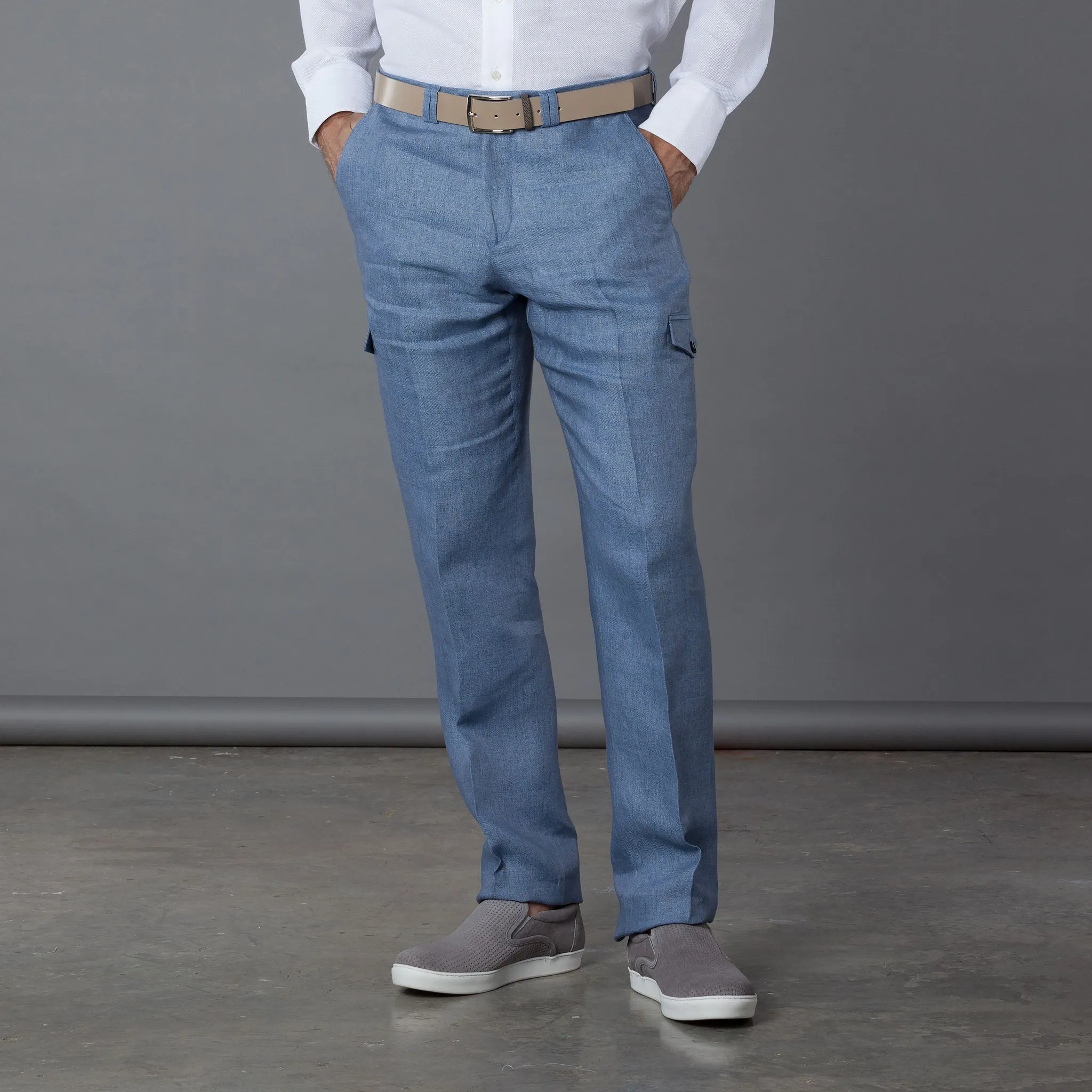 Gary Traveler Pant Linen - Light Blue