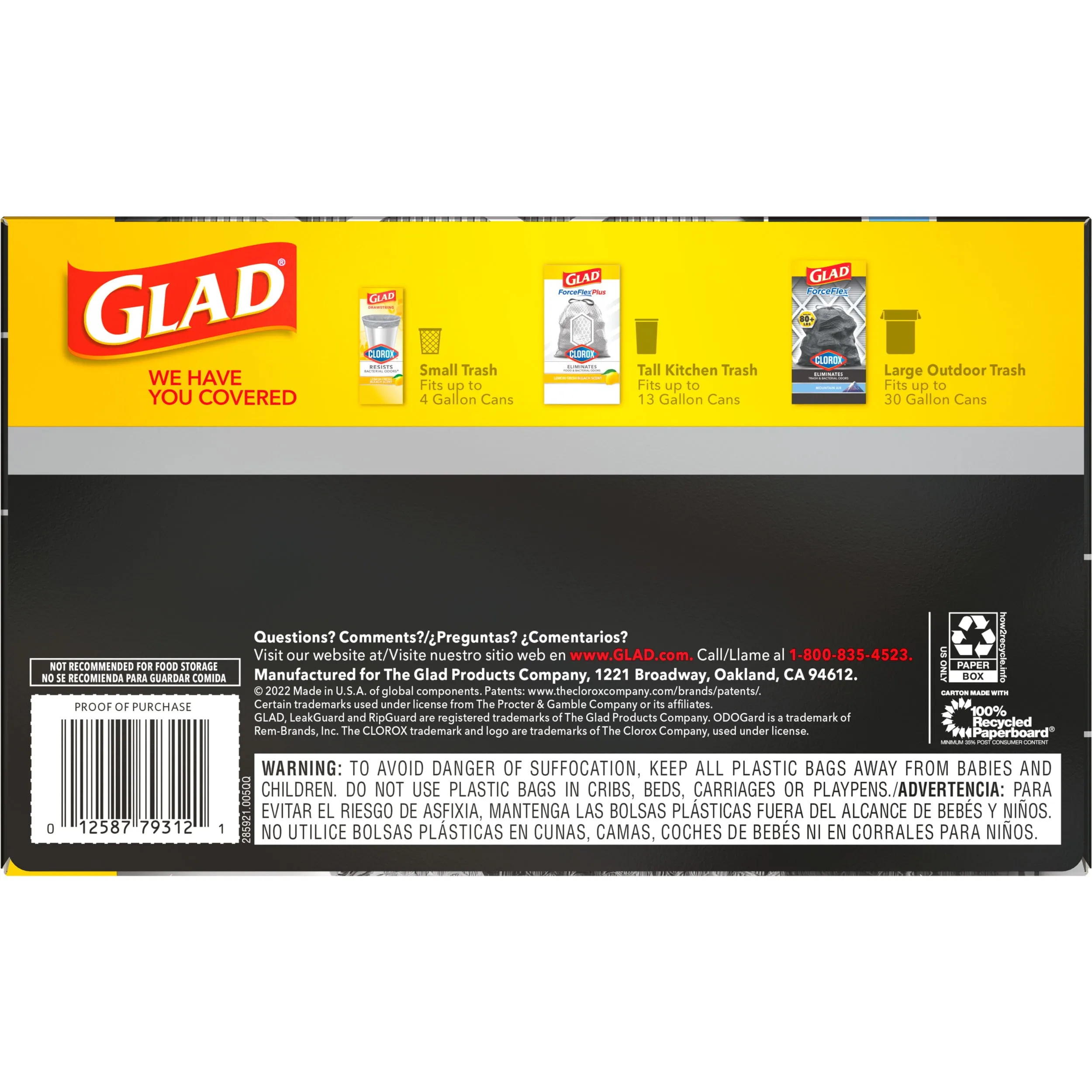 Glad Clorox ForceFlex 30-Gal Drawstring Trash Bags, Mountain Air, 40 Bags