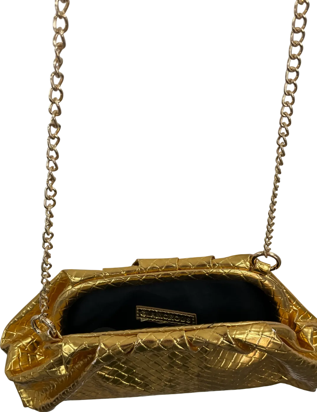 Glamorous Metallic Textured Cross Over Body Bag One Size