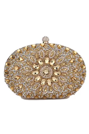 Gold Artificial Diamond Evening Clutch