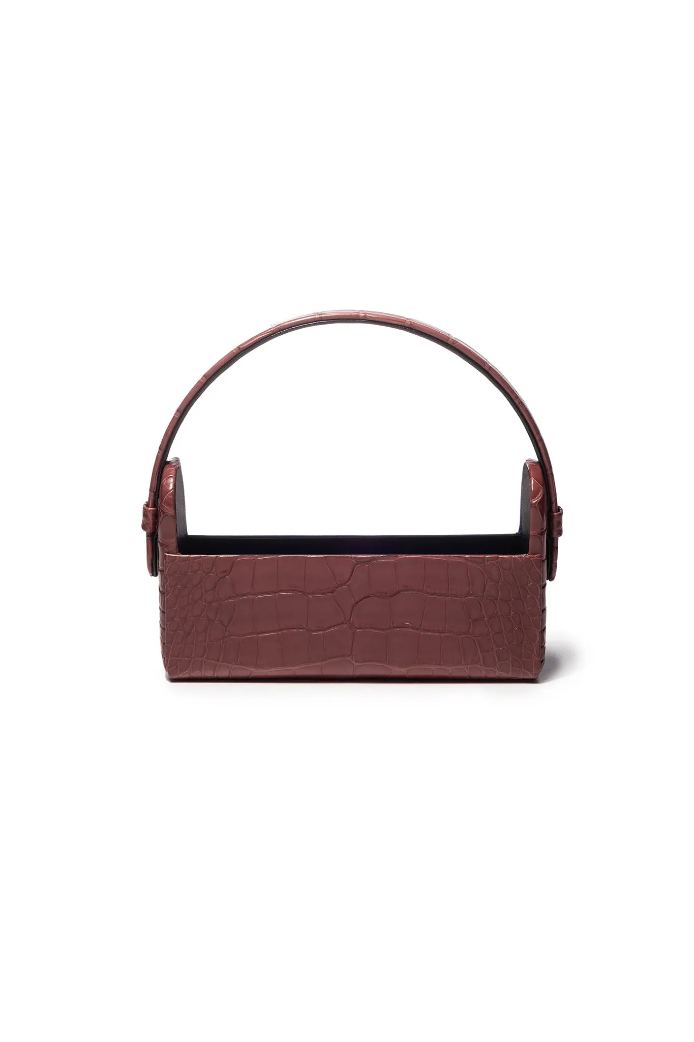 Gold Croco Régine Minaudière with Merlot Shiny Alligator Case