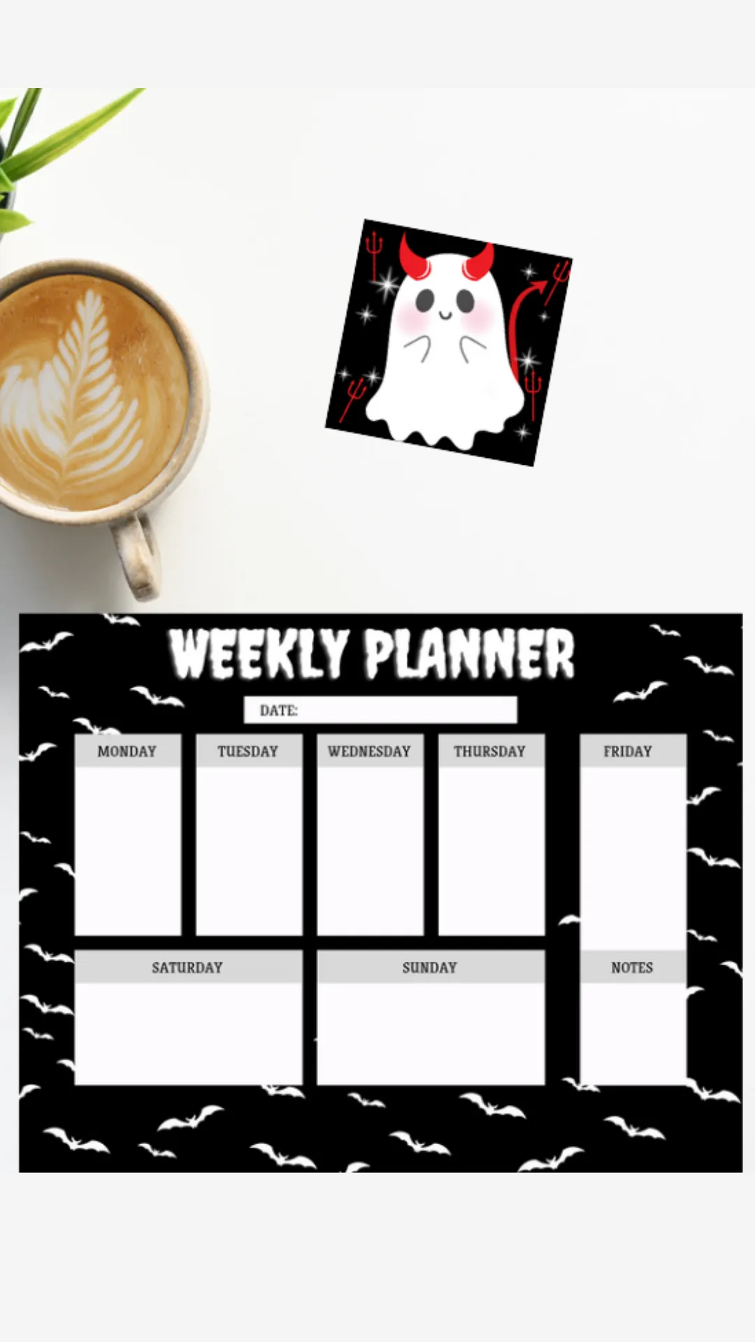 Gothic Bats Desk Planner Pad | gothic notepad, spooky