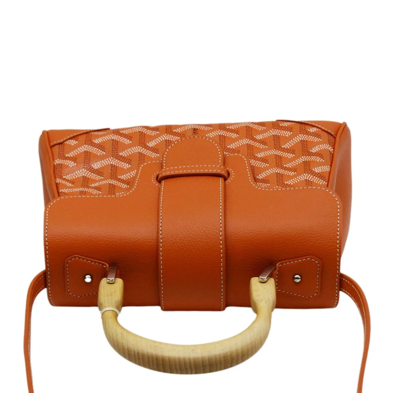 GOYARD Saigon Chevron Print Coated Canvas Top Handle Shoulder Bag Orange
