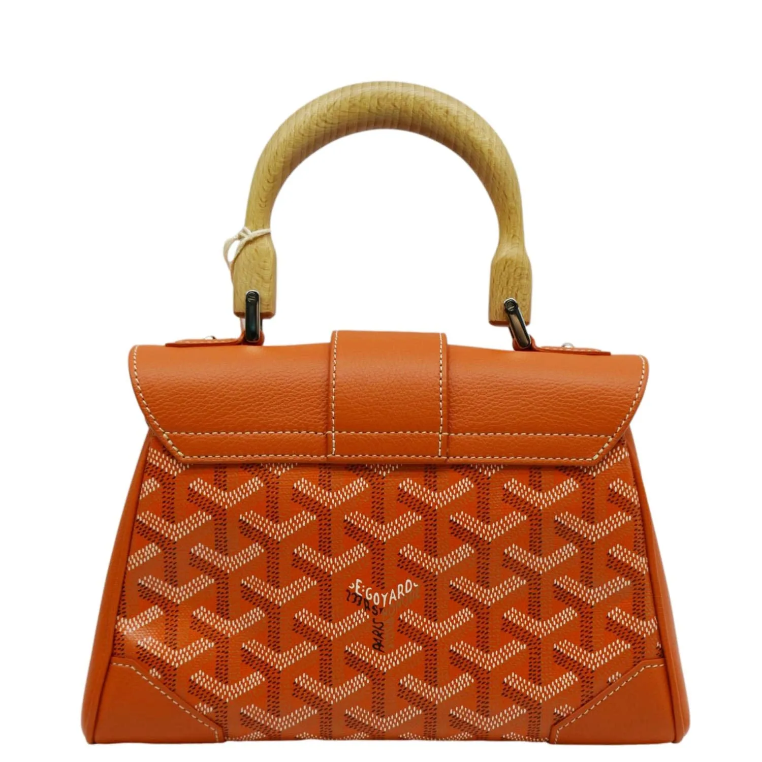 GOYARD Saigon Chevron Print Coated Canvas Top Handle Shoulder Bag Orange