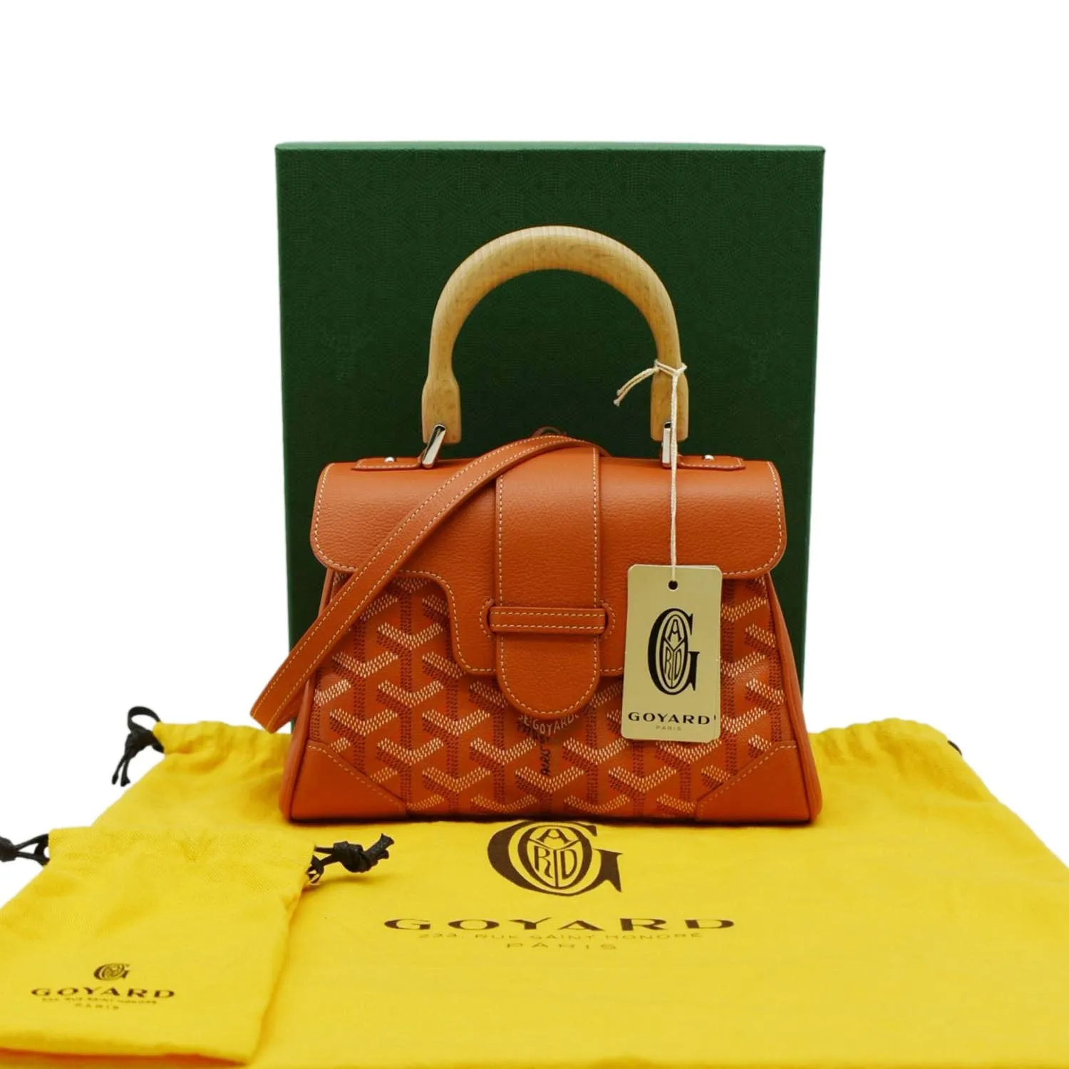 GOYARD Saigon Chevron Print Coated Canvas Top Handle Shoulder Bag Orange