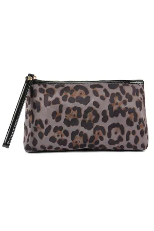 GRAY LEOPARD PATTERN COSMETIC BAG