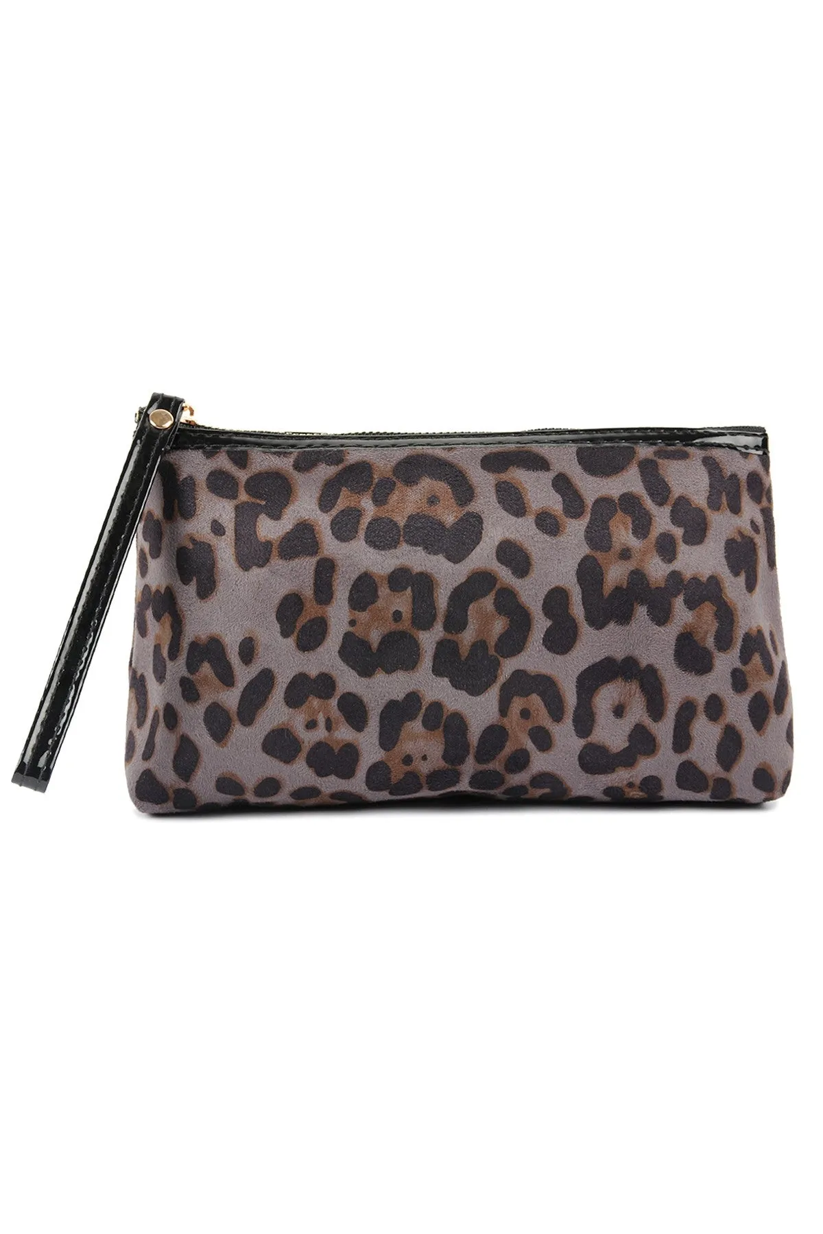 GRAY LEOPARD PATTERN COSMETIC BAG