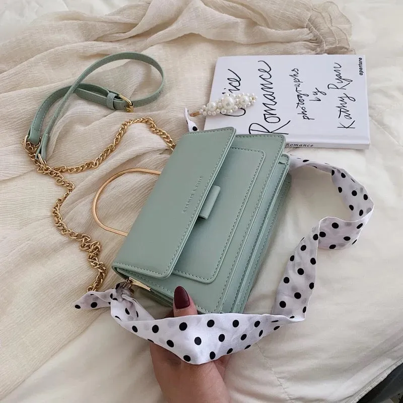 Green Tiffany Tote Bag With Chain Sling