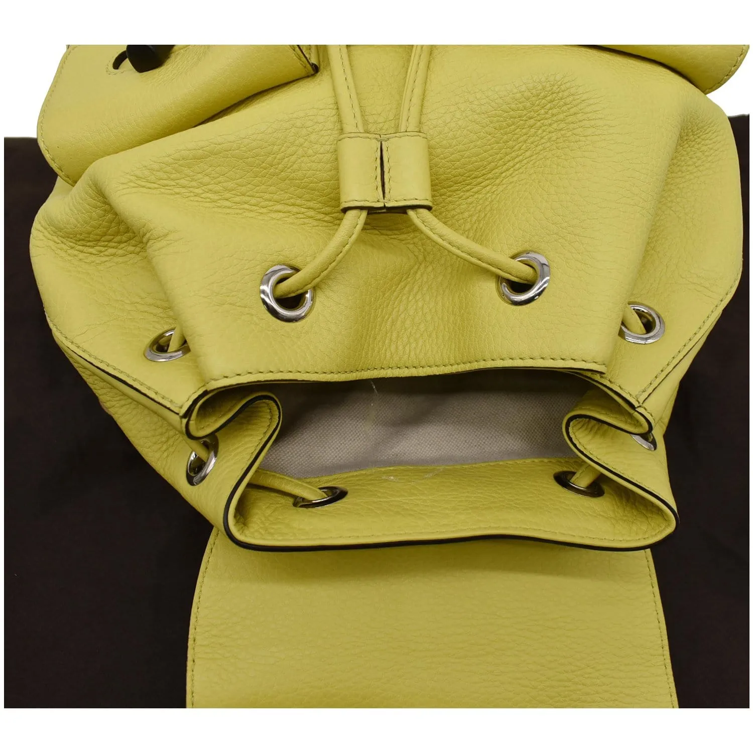 GUCCI Bamboo Pebbled Leather Backpack Bag Yellow 370833 - Last Call