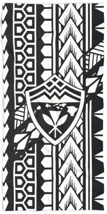 Hawaii Shield Kanaka Tribal Beach Towel
