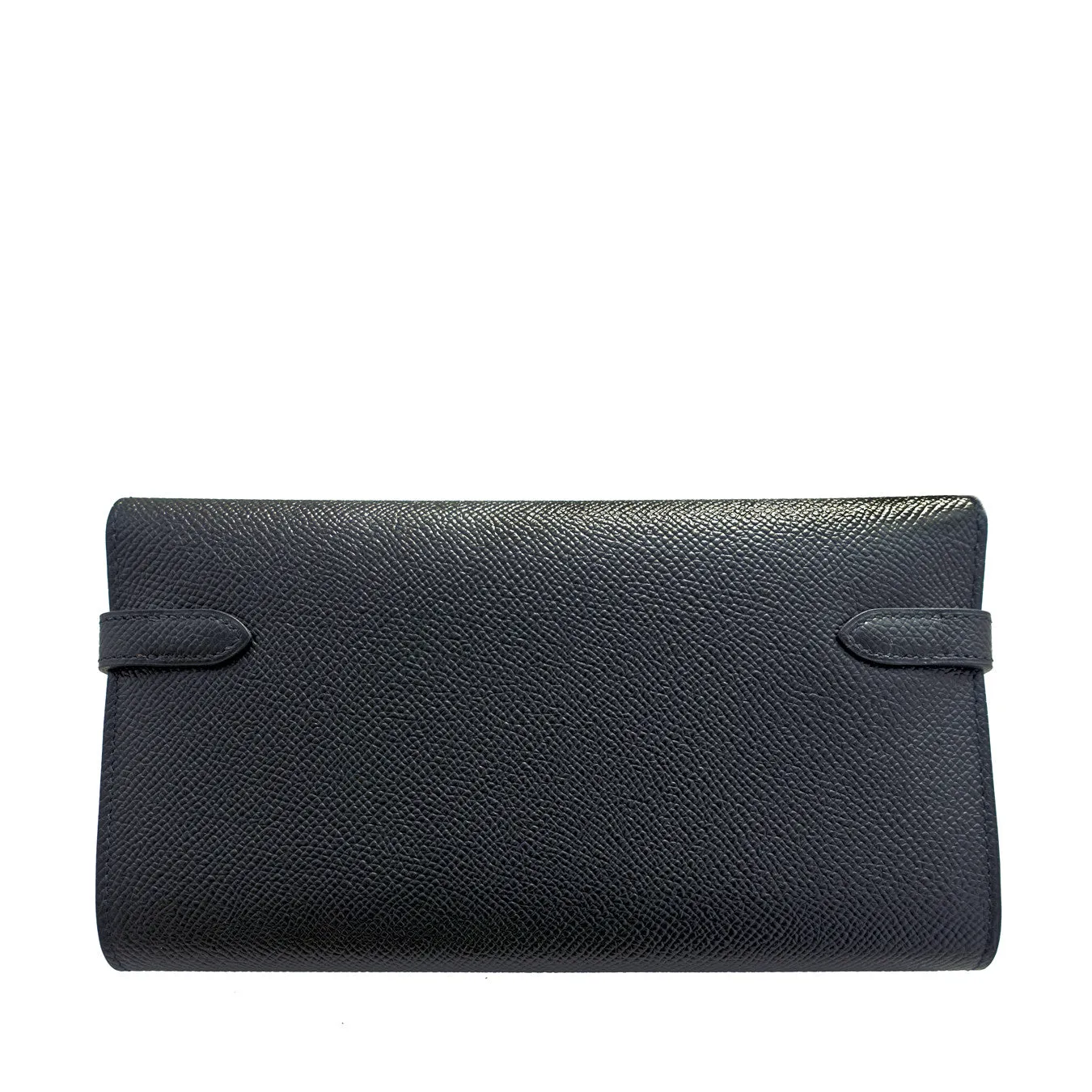 Hermes Black Epsom Permabrass Kelly Long Wallet Clutch Super Rare