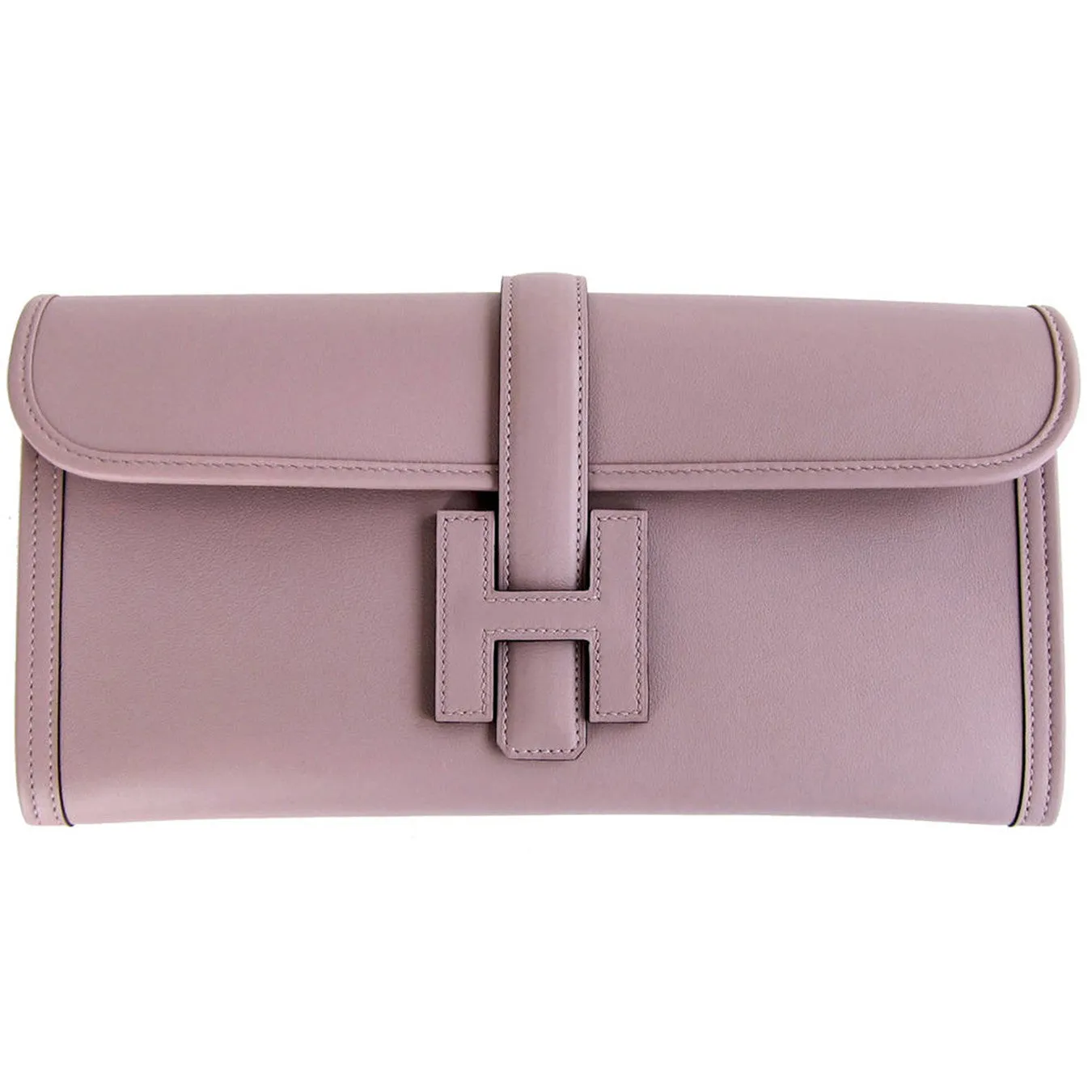 Hermes Glycine Lilac Jige Swift Elan Leather Clutch 29cm