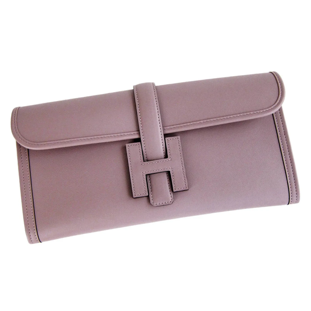 Hermes Glycine Lilac Jige Swift Elan Leather Clutch 29cm