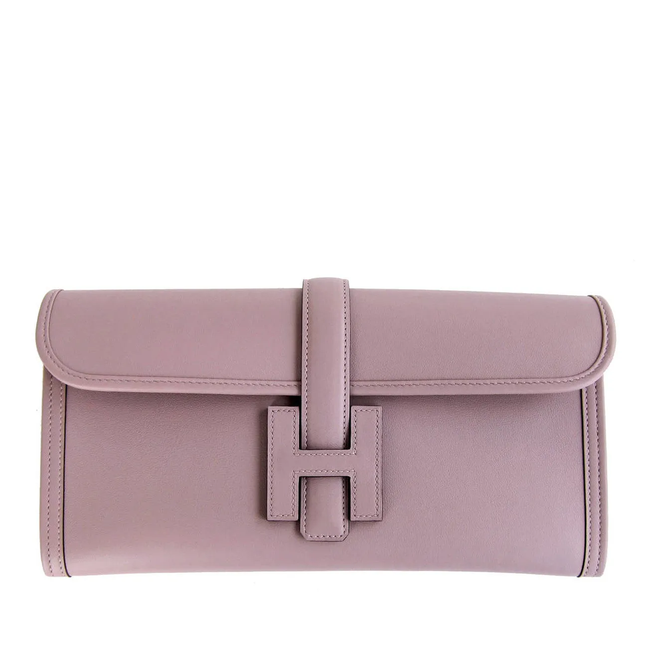 Hermes Glycine Lilac Jige Swift Elan Leather Clutch 29cm