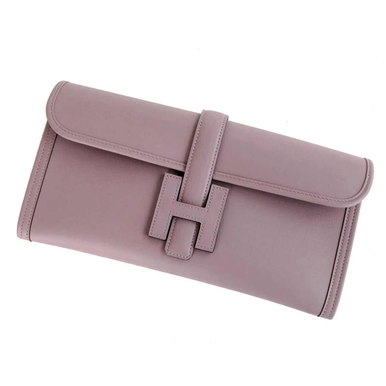 Hermes Glycine Lilac Jige Swift Elan Leather Clutch 29cm