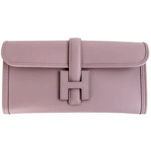 Hermes Glycine Lilac Jige Swift Elan Leather Clutch 29cm