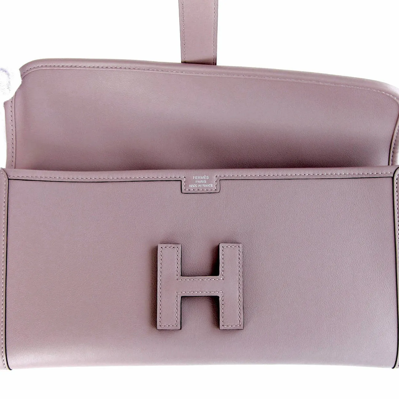 Hermes Glycine Lilac Jige Swift Elan Leather Clutch 29cm