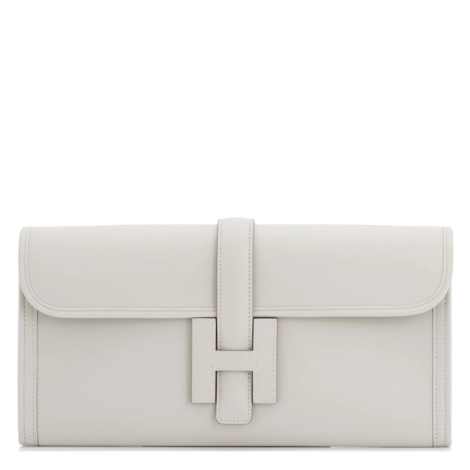 Hermes Gris Perle ige Elan Clutch 29cm