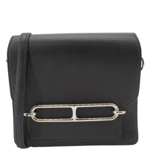 HERMES Roulis Calfskin Leather Shoulder Bag Black