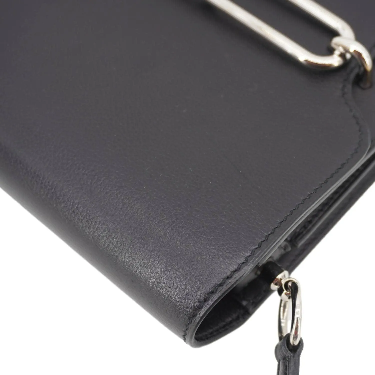 HERMES Roulis Calfskin Leather Shoulder Bag Black