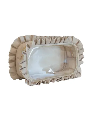 Hollis Ruffled Nylon Clear Pouch - Nude