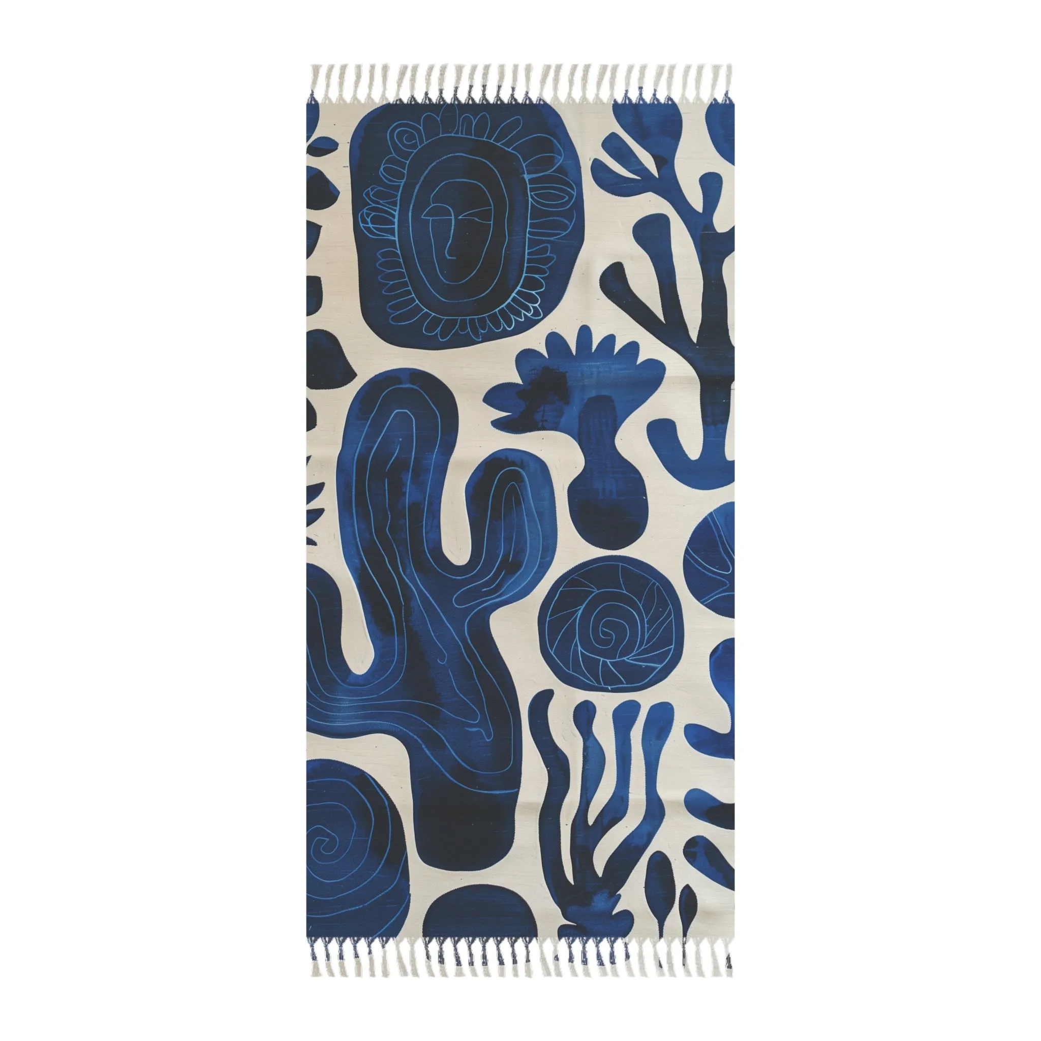 Indigo Oasis Abstract Desert Beach Towel