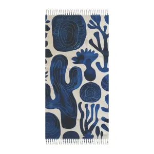 Indigo Oasis Abstract Desert Beach Towel