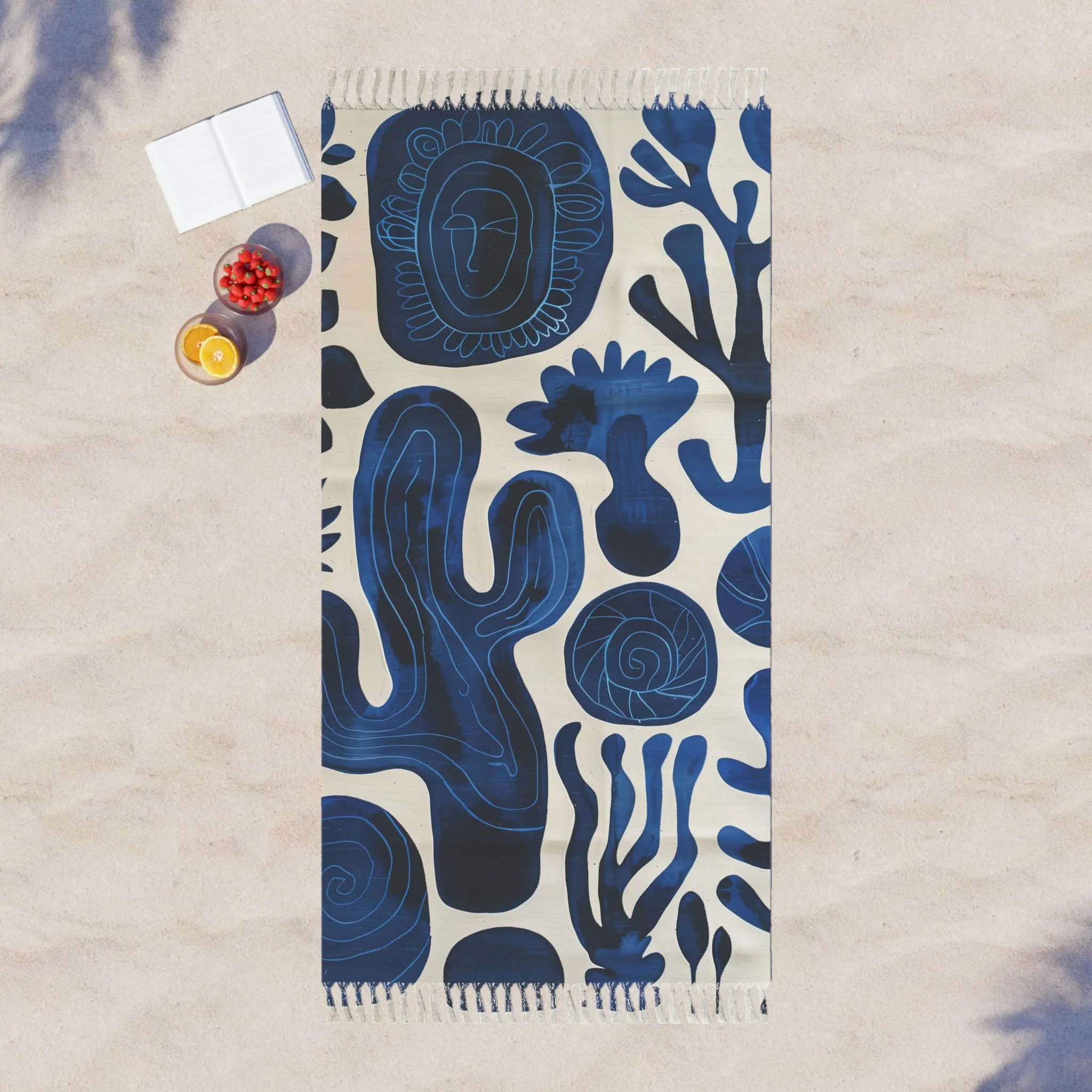 Indigo Oasis Abstract Desert Beach Towel