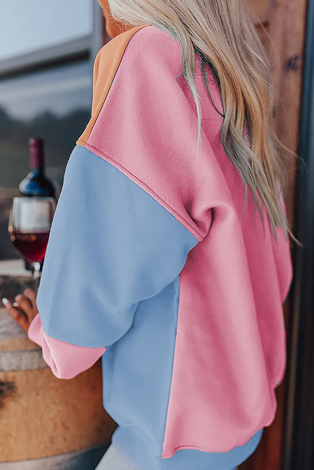 KaleaBoutique Colorblock Patchwork Drop Shoulder Sweatshirt