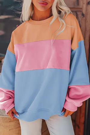 KaleaBoutique Colorblock Patchwork Drop Shoulder Sweatshirt