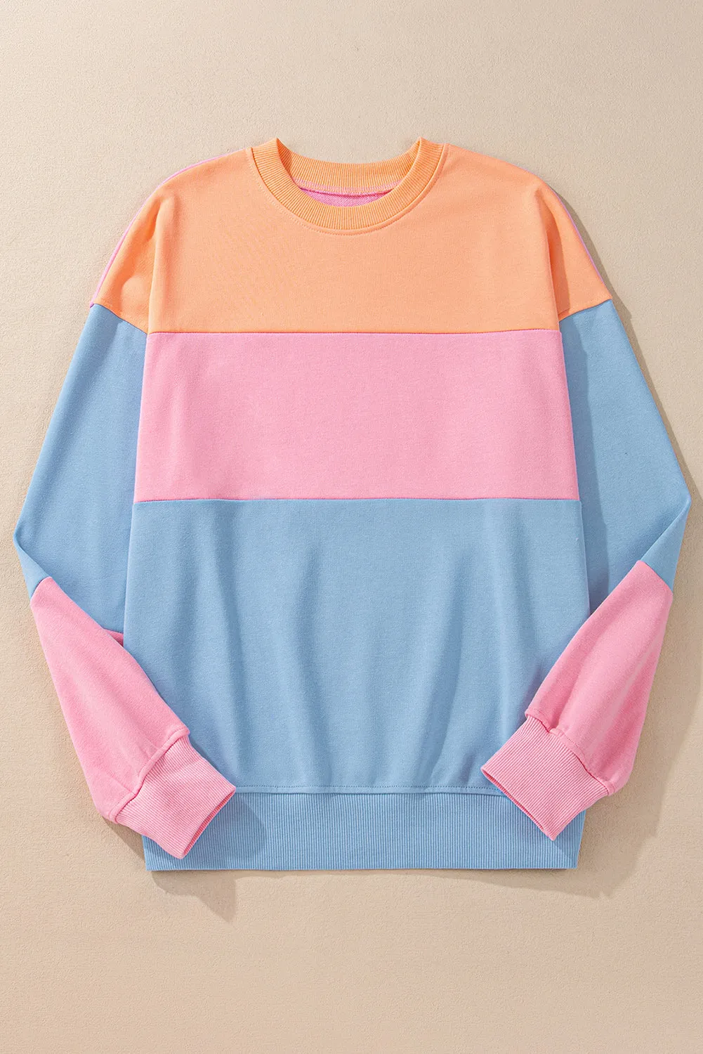 KaleaBoutique Colorblock Patchwork Drop Shoulder Sweatshirt