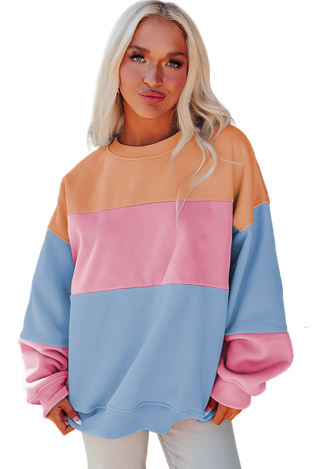 KaleaBoutique Colorblock Patchwork Drop Shoulder Sweatshirt