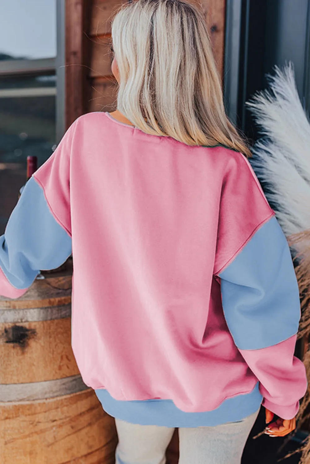 KaleaBoutique Colorblock Patchwork Drop Shoulder Sweatshirt