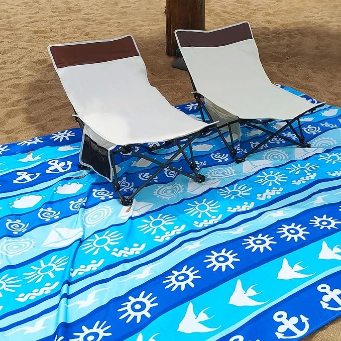 Large Beach Blanket Waterproof Sandproof 108"x 82" for 1-6 Adults,Quick Drying Beach Mat,Lightweight & Durable,Beach Essentials for Family Beach Camping Travel Picnic