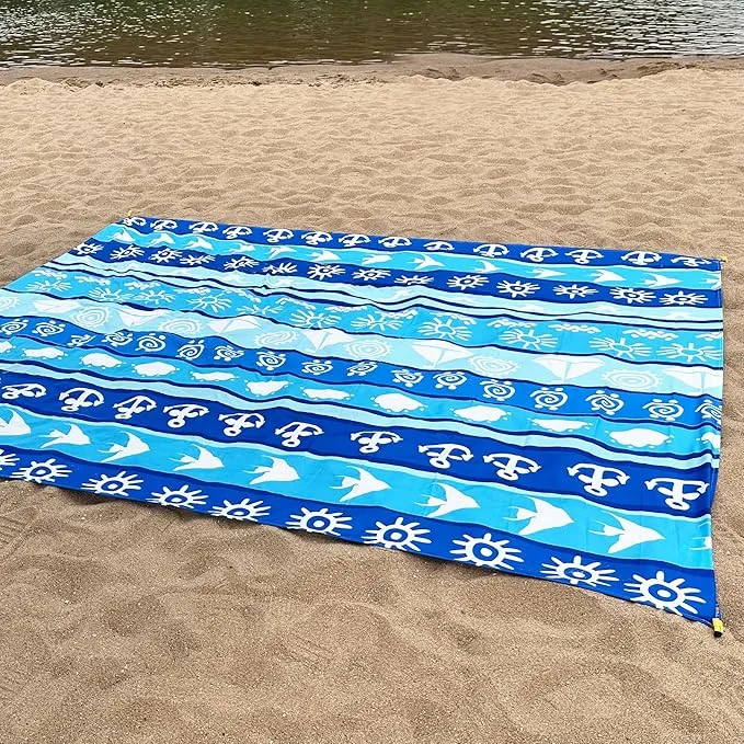 Large Beach Blanket Waterproof Sandproof 108"x 82" for 1-6 Adults,Quick Drying Beach Mat,Lightweight & Durable,Beach Essentials for Family Beach Camping Travel Picnic