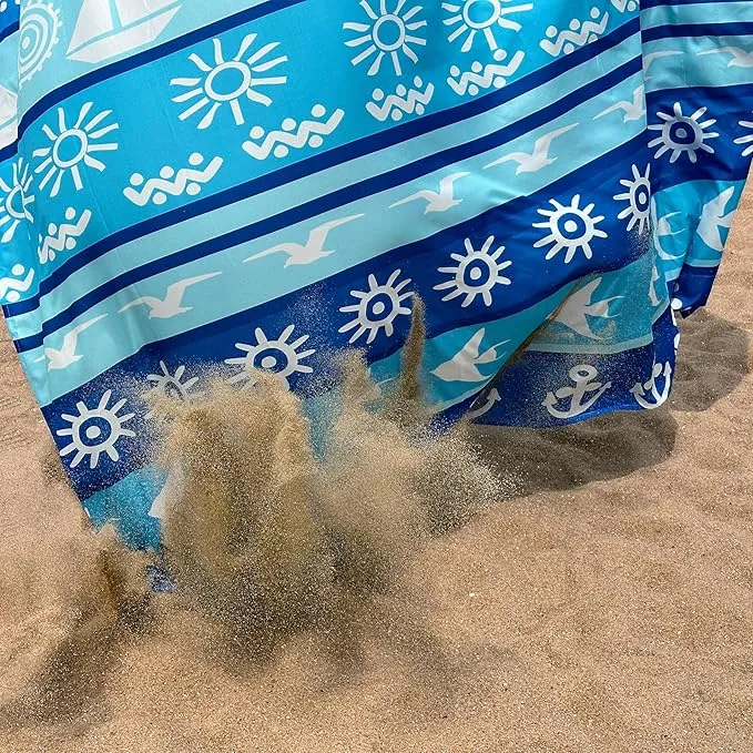 Large Beach Blanket Waterproof Sandproof 79"x 83" for 1-4 Adults,Quick Drying Beach Mat,Lightweight & Durable,Beach Essentials for Family Beach Camping Travel Picnic (Sea Horse)