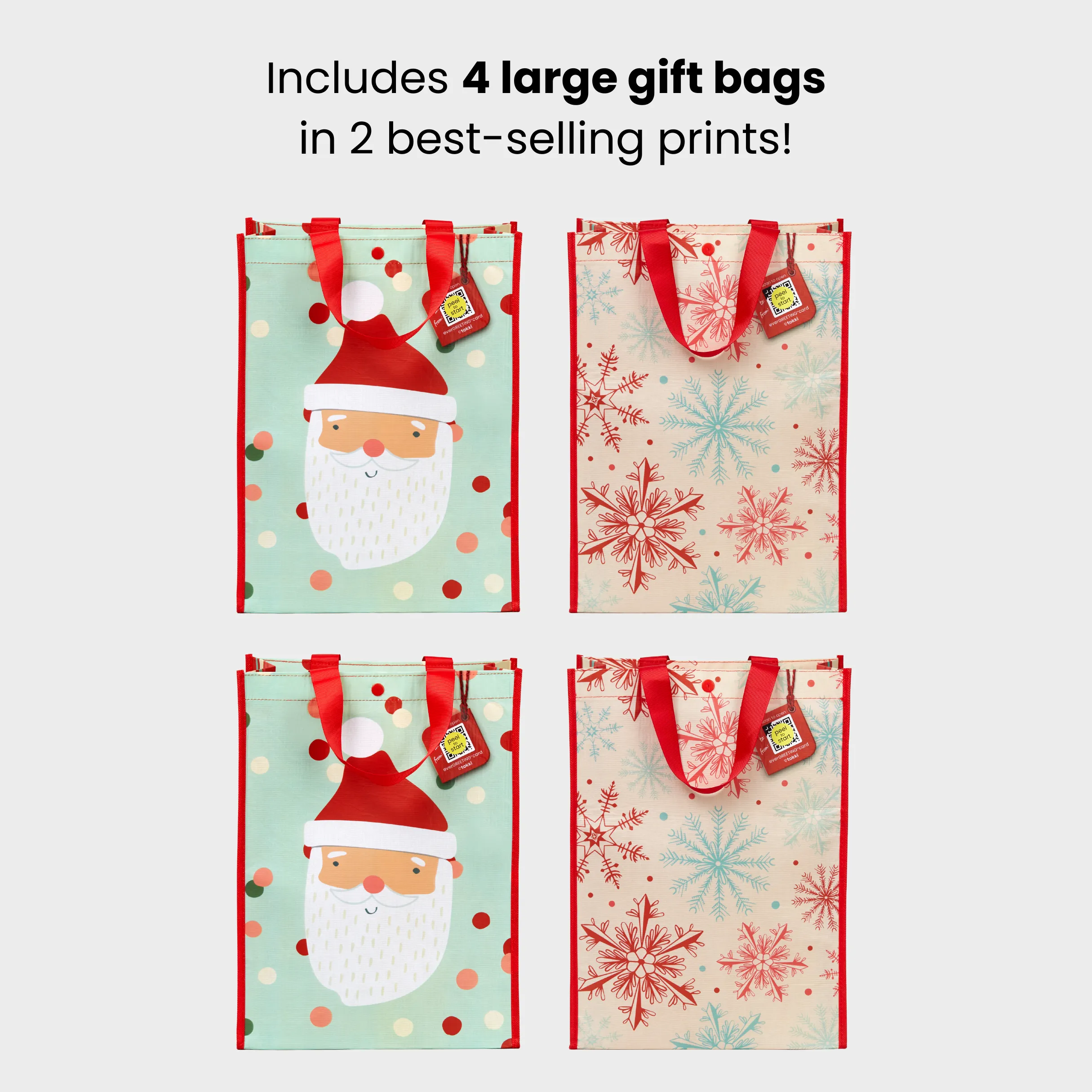 Large Holiday Bundle | Reusable Gift Bag   QR Greeting Card | 4 Pieces