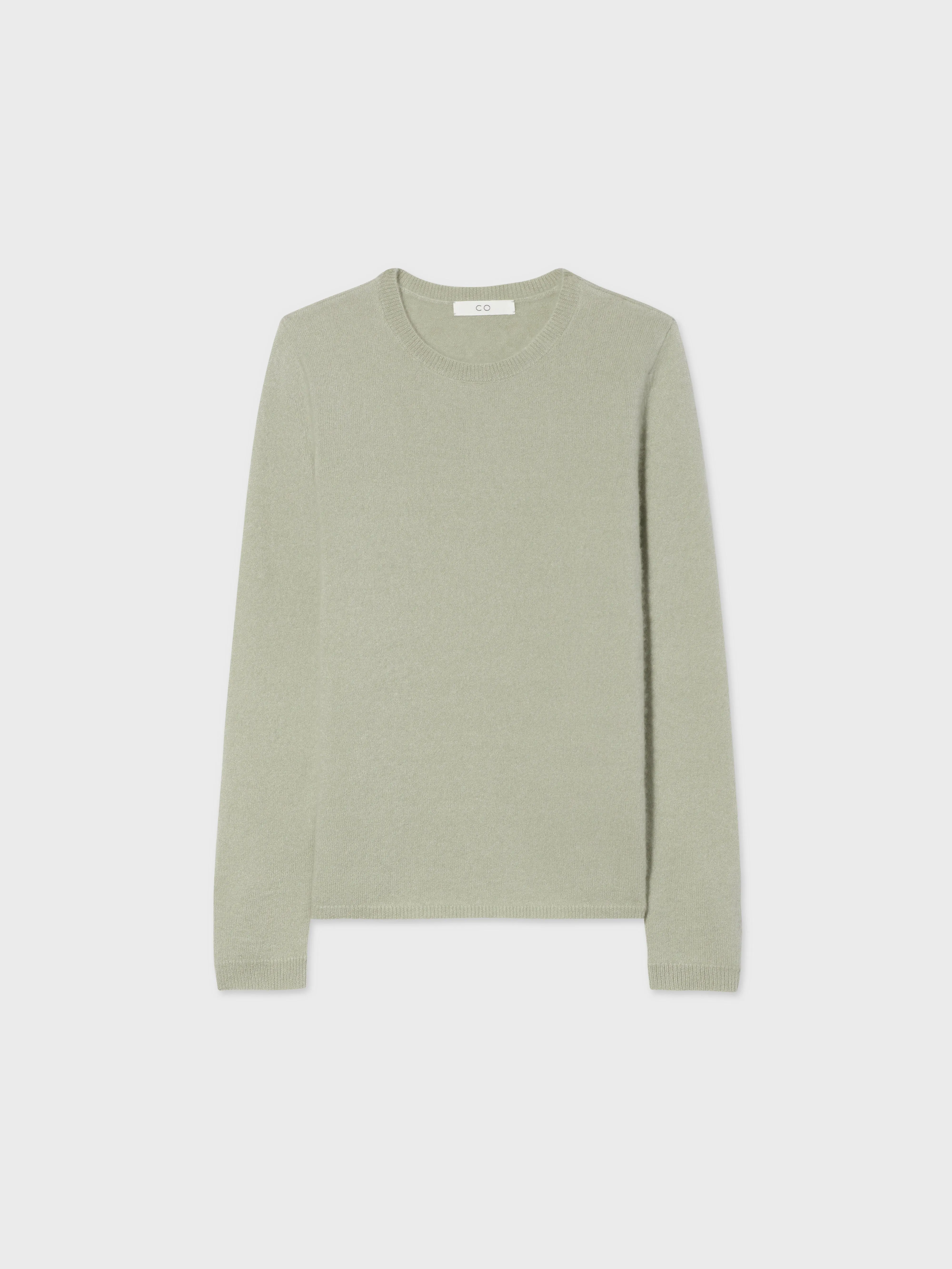 Long Sleeve Crew  in Silk Cashmere  - Light Green