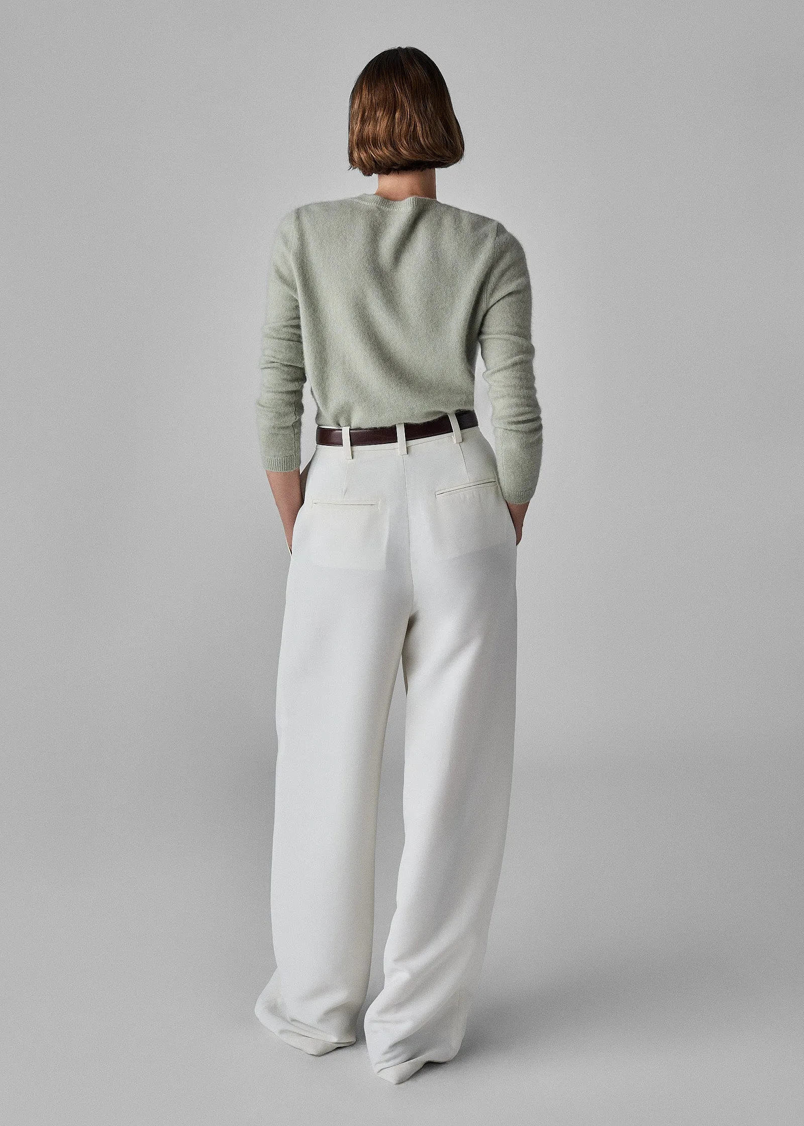 Long Sleeve Crew  in Silk Cashmere  - Light Green