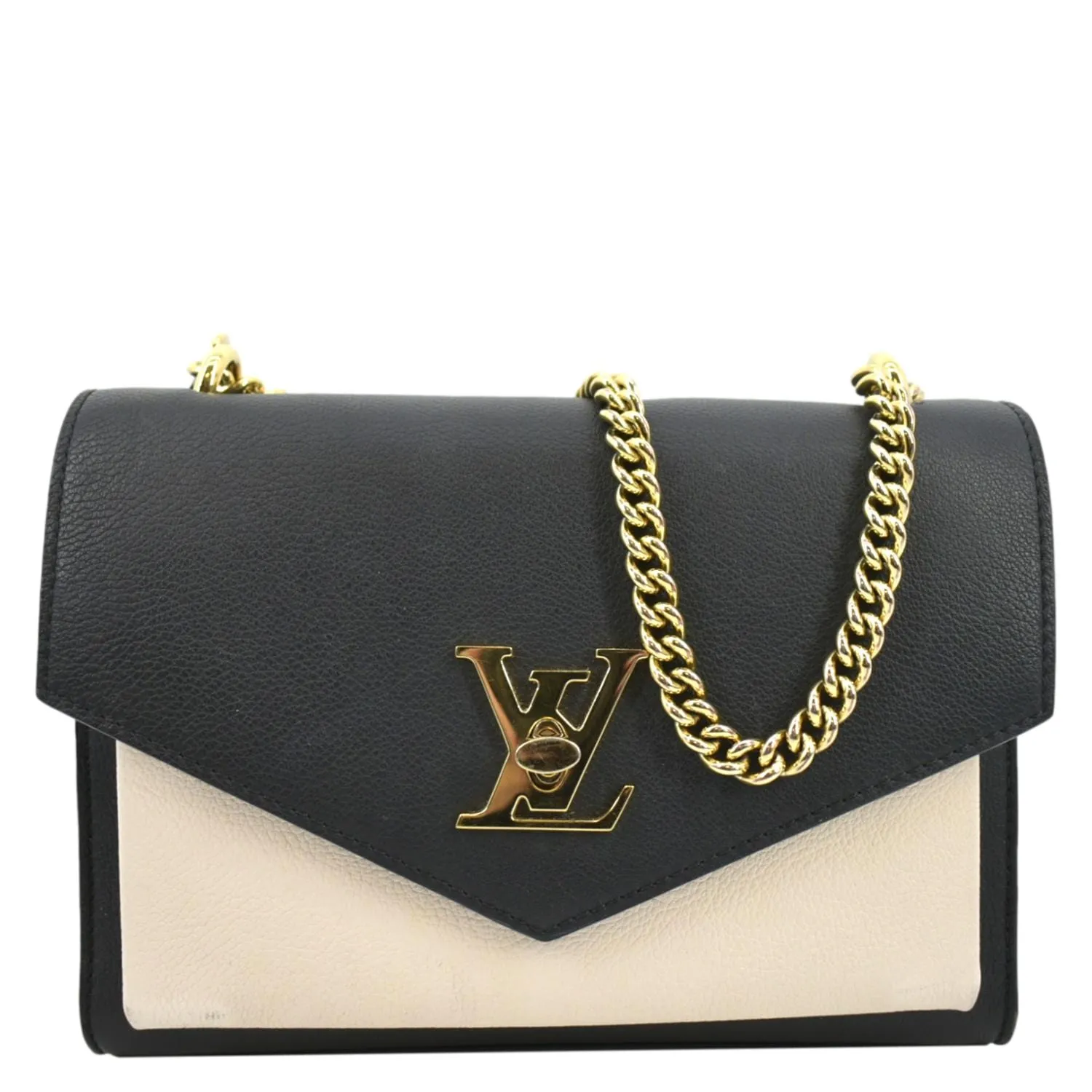 LOUIS VUITTON Mylockme Calf Leather Chain Shoulder Bag Creme