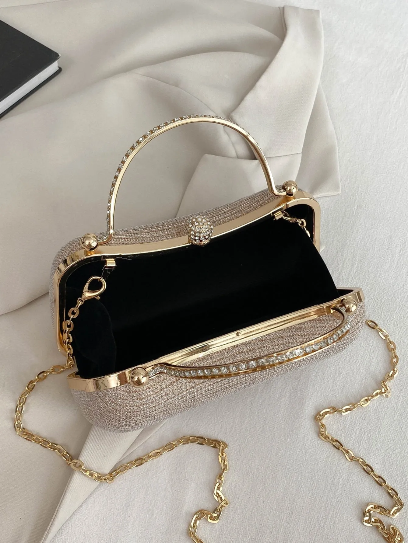 Mini Glitter Rhinestone Decor Box Bag - 𝘚𝘚²³ - Champagne