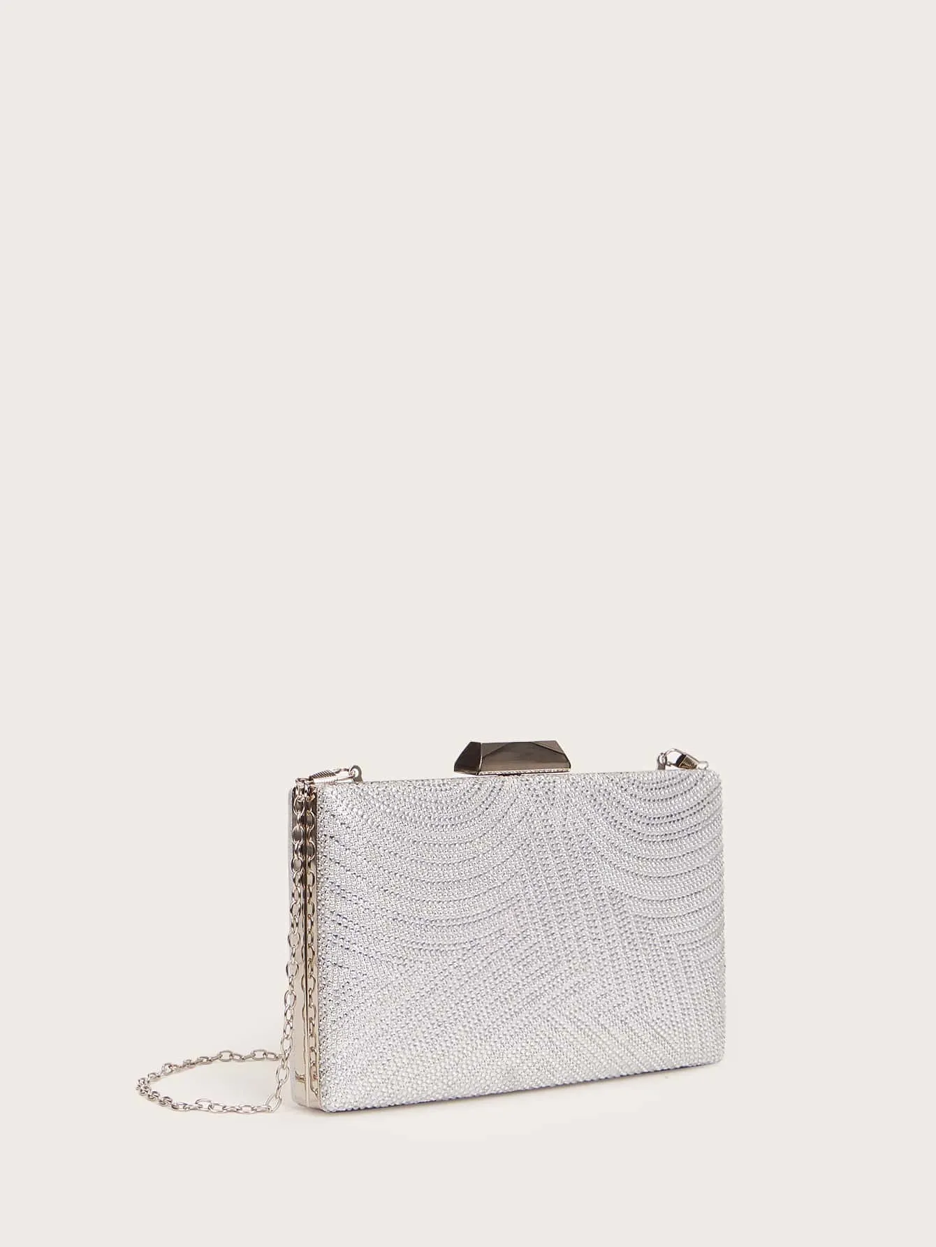 Mini Rhinestone Square Bag - Silver