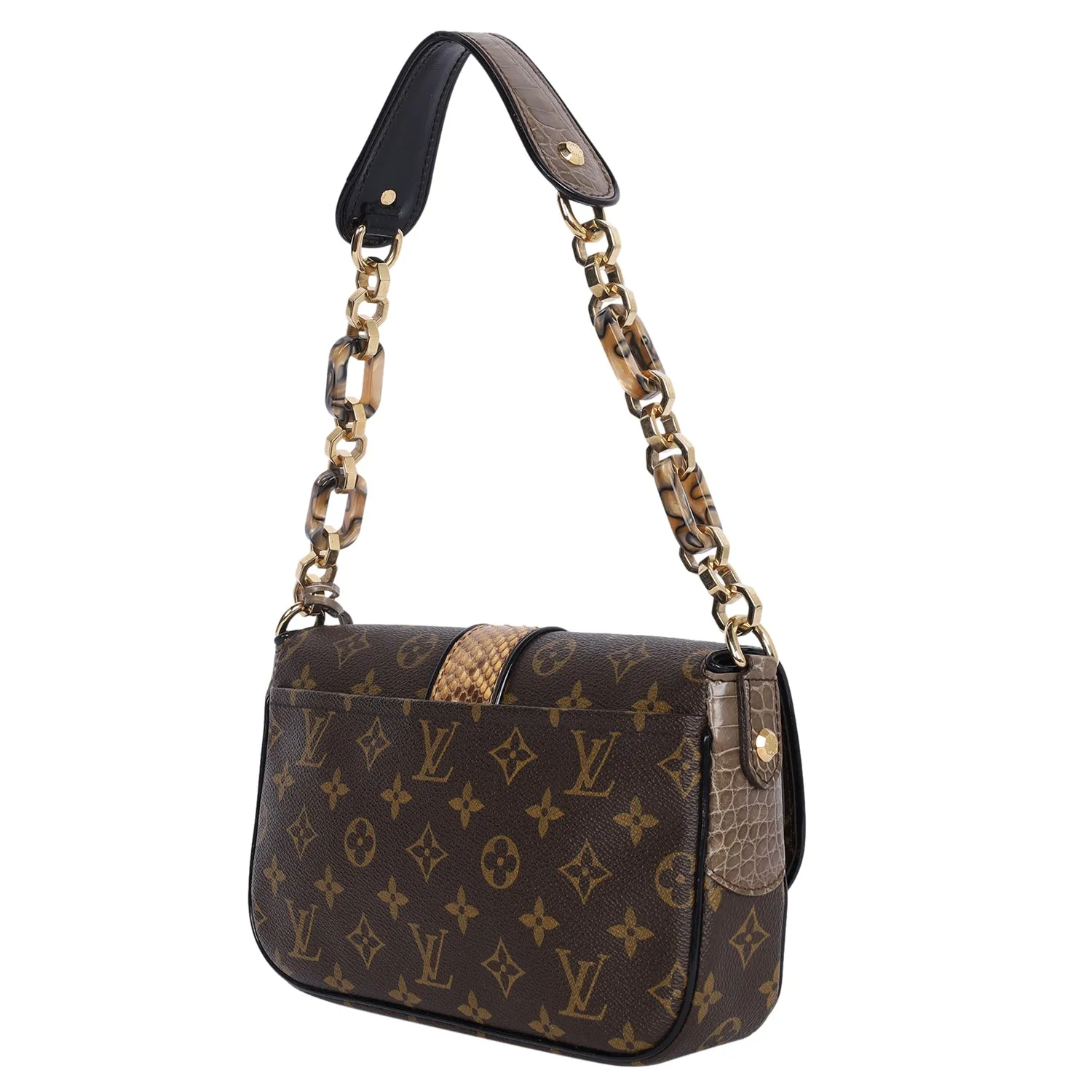 Monogramissime Alligator & Python Shoulder Bag