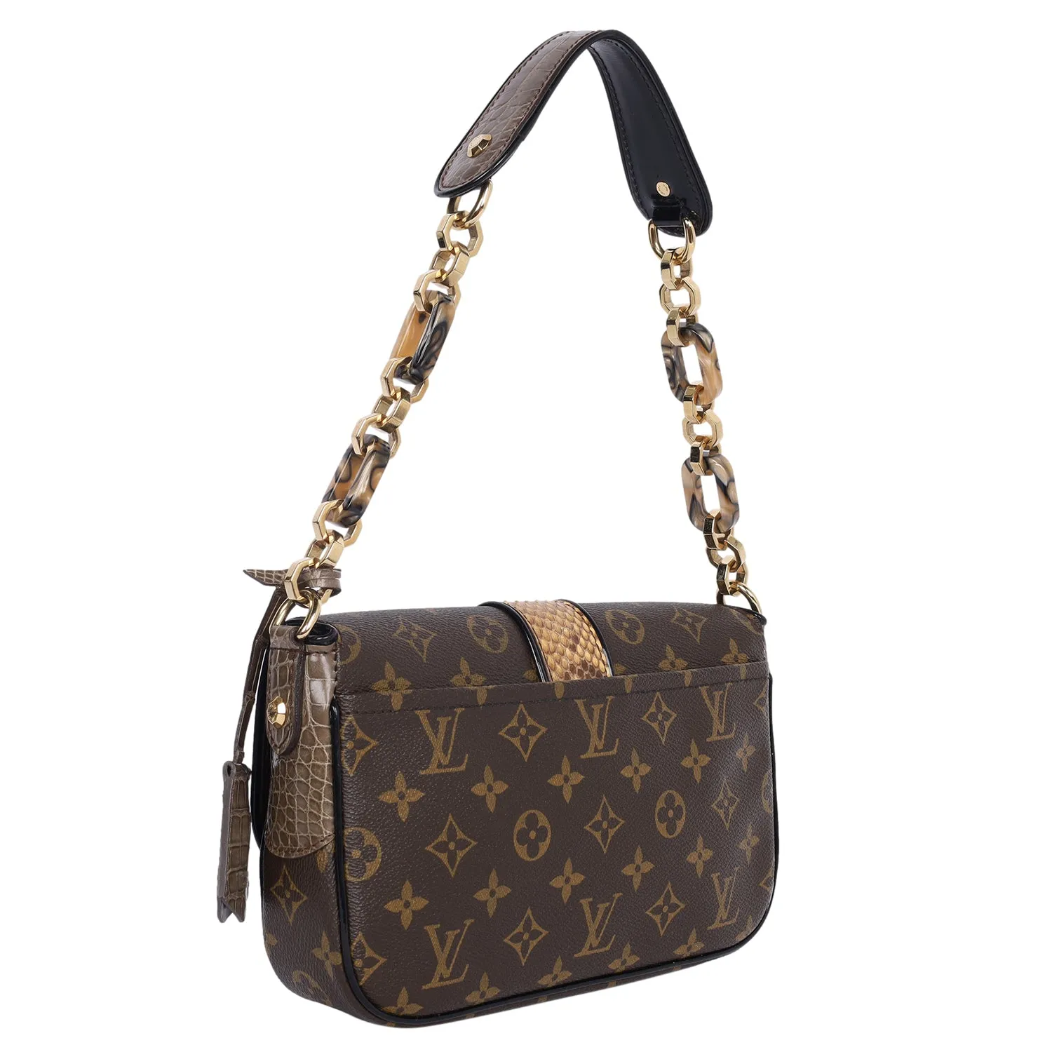 Monogramissime Alligator & Python Shoulder Bag