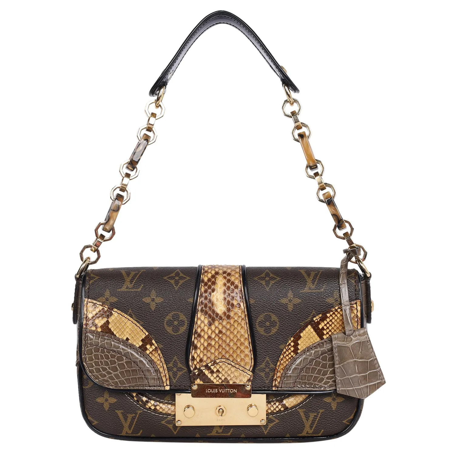 Monogramissime Alligator & Python Shoulder Bag