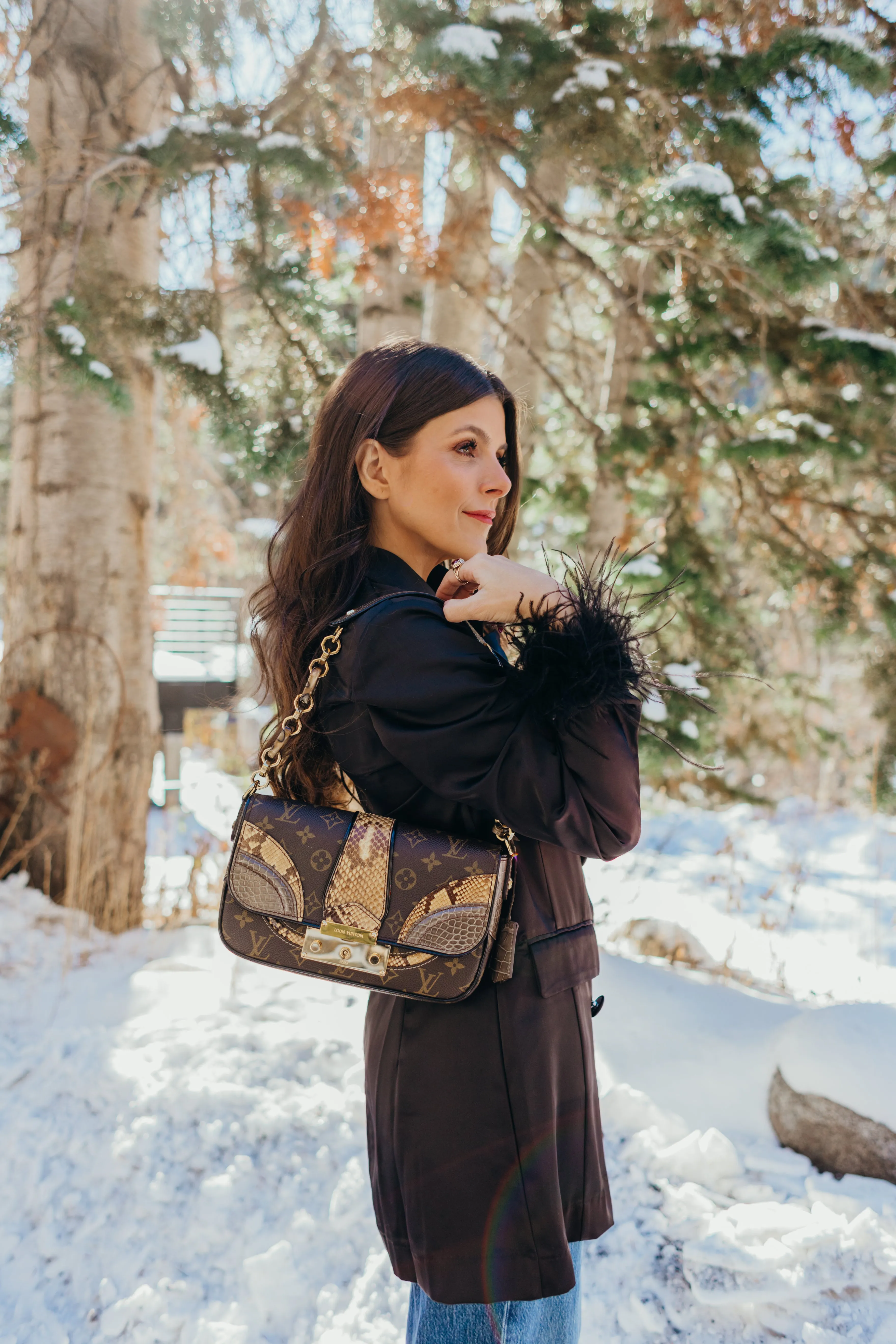 Monogramissime Alligator & Python Shoulder Bag