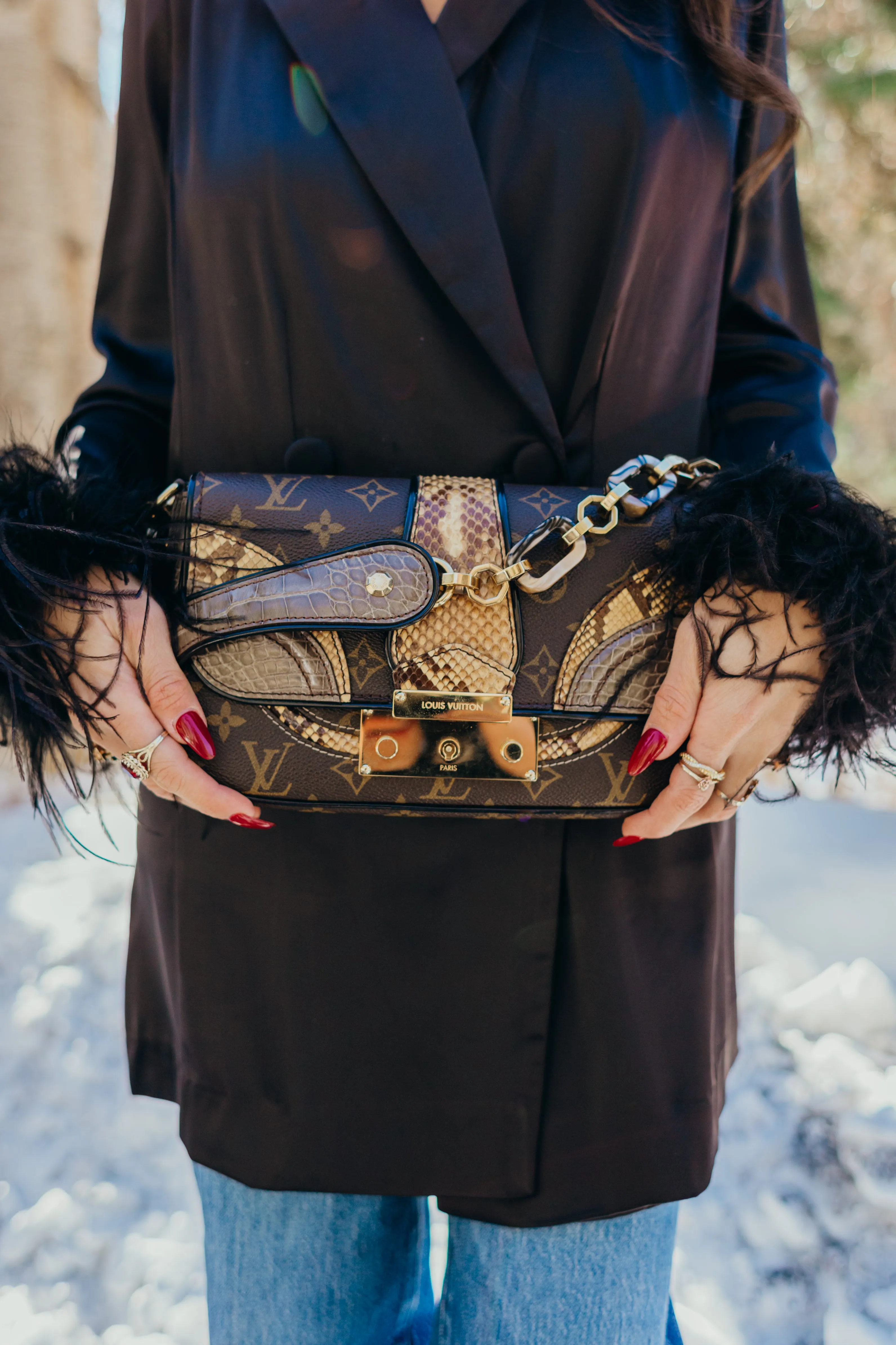 Monogramissime Alligator & Python Shoulder Bag