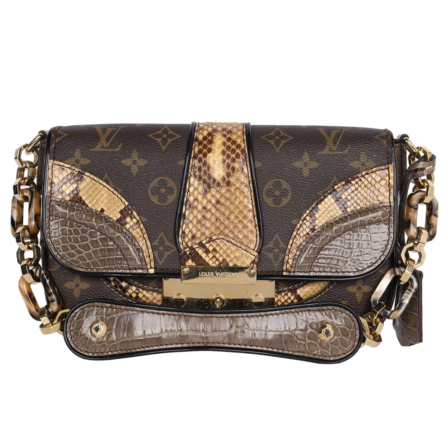 Monogramissime Alligator & Python Shoulder Bag